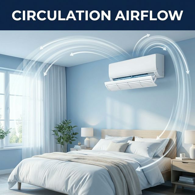 Circulation airflow pattern in bedroom